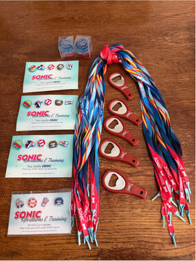SONIC Drive-In Employee Promotional Lot 16 Shoelaces 5 Bottle Openers Croc Charm